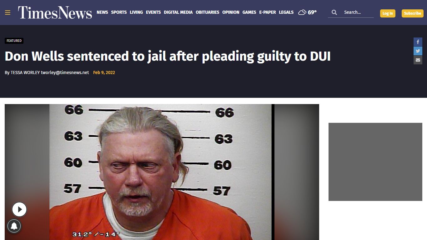Don Wells sentenced to jail after pleading guilty to DUI